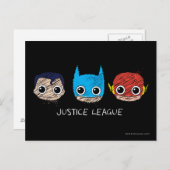 Mini Justice League Heads Sketch Postkarte (Vorne/Hinten)