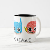 Mini Justice League Heads Sketch Zweifarbige Tasse (VorderseiteRechts)