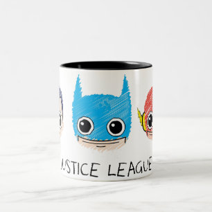 Mini Justice League Heads Sketch Zweifarbige Tasse