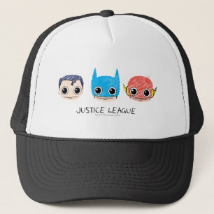 Mini-Justice-League-Köpfe-Skizze Truckerkappe