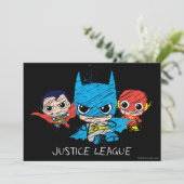Mini Justice League Sketch Einladung (Stehend Vorderseite)