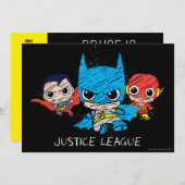 Mini Justice League Sketch Einladung (Vorne/Hinten)