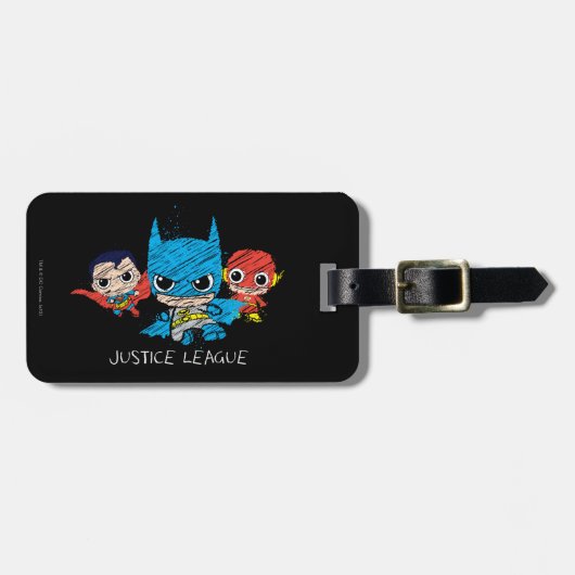 Mini Justice League Sketch Gepäckanhänger (Vorderseite horizontal)