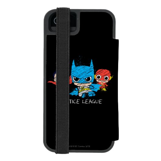 Mini Justice League Sketch Incipio iPhone Geldbeutel-Hülle (Folio Rückseite)
