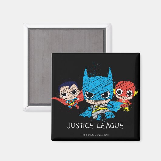 Mini Justice League Sketch Magnet (Vorderseite/Rückseite)