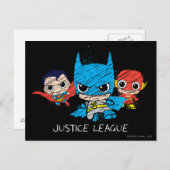Mini Justice League Sketch Postkarte (Vorne/Hinten)