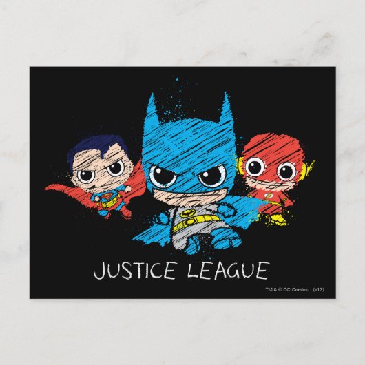 Mini Justice League Sketch Postkarte (Vorderseite)