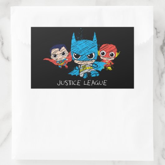 Mini Justice League Sketch Rechteckiger Aufkleber (Tasche)