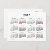 Mini Kalender 2017 von Janz mit Feiertagen Postkarte (Vorne/Hinten)