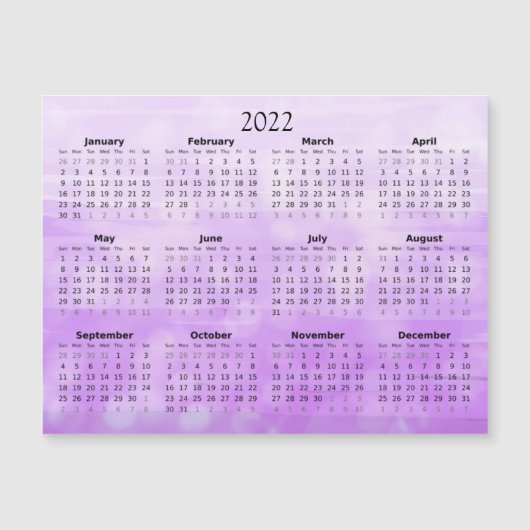 Mini-Kalender 2022 Magnetic Ombre Lila Magneteinladung (Vorderseite)
