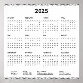 Mini-Kalender 2025 Geschäftslogo Modern Poster (Vorne)