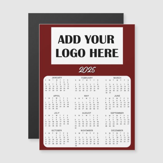 Mini-Kalender 2025 | Personalisiertes Firmenlogo Magnetkarte (Vorne/Hinten)