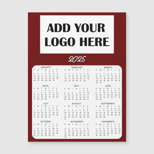 Mini-Kalender 2025 | Personalisiertes Firmenlogo Magnetkarte (Vorderseite)