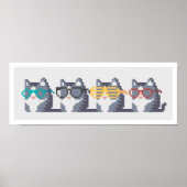 Mini-Katzen mit Glassrow Pixel Art Poster (Vorne)