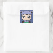 Mini-Katzenfrau Quadratischer Aufkleber (Tasche)