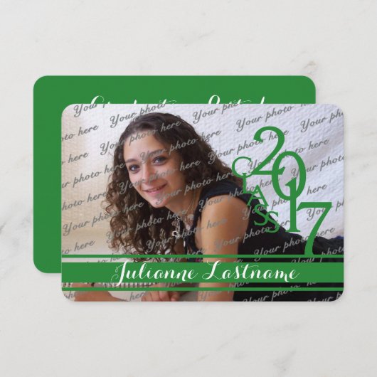 Mini-Klasse 2017 Foto Varsity Green Einladung (Vorne/Hinten)