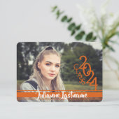 Mini-Klasse 2024 Foto Varsity Orange Einladung (Stehend Vorderseite)