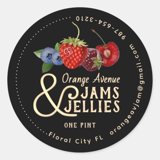 Mini-Konfitüre und Jelly farbenfrohe Früchte Runder Aufkleber (Vorderseite)