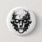 Mini-Kontrolle Cyberpunk-Roboter nur Schwarzweißdr Button (Vorderseite)