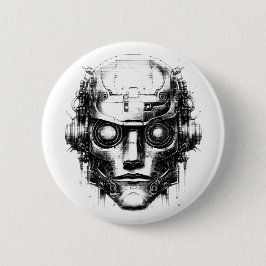 Mini-Kontrolle Cyberpunk-Roboter nur Schwarzweißdr Button