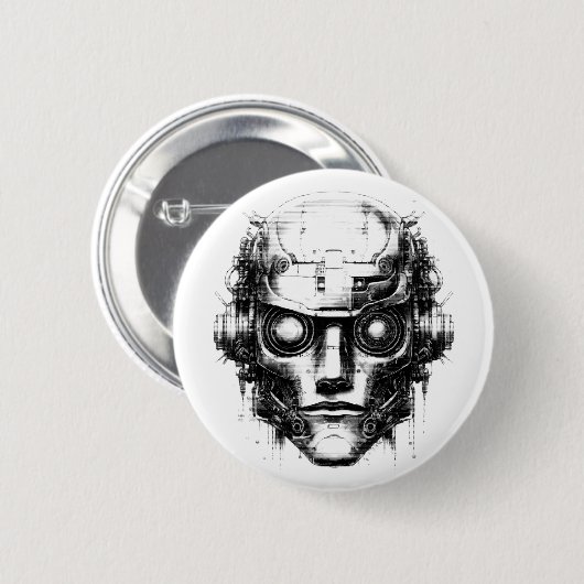 Mini-Kontrolle Cyberpunk-Roboter nur Schwarzweißdr Button (Vorne & Hinten)