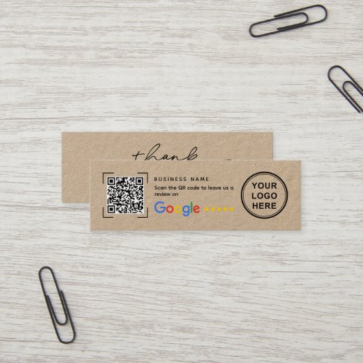 Mini-Kraftpapier Google Review Danke  Mini Visitenkarte (Vorderseite/Rückseite Beispiel)