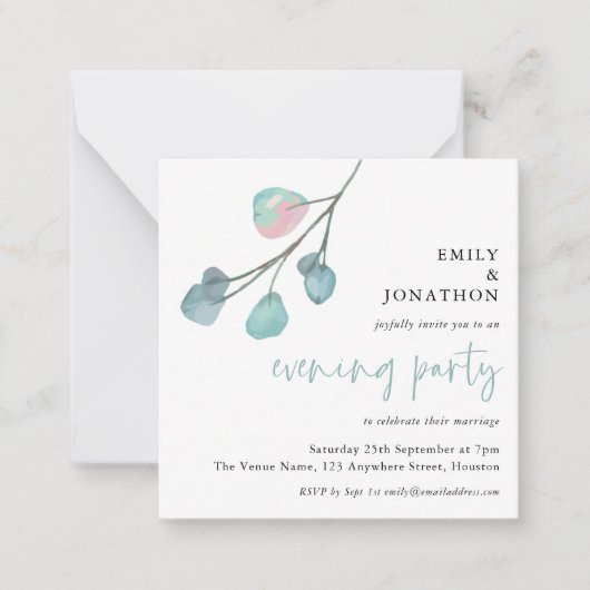 MINI Künstlerisch Eucalyptus Wedding Abend Party E Mitteilungskarte (Vorderseite)