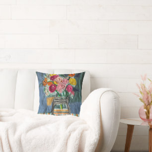 Mini-Kunstquiltdesign; Blumenstrauß Kissen