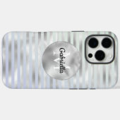 Mini-Lavendel-Silberstreifen-Monogramm Case-Mate iPhone Hülle (Rückseite (Horizontal))