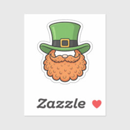 Mini Leprechaun Green Hat Orange Beard St Patrick Aufkleber
