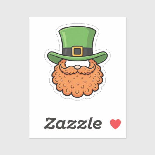 Mini Leprechaun Green Hat Orange Beard St Patrick Aufkleber (Blatt)