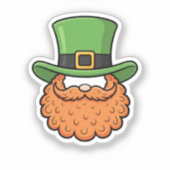Mini Leprechaun Green Hat Orange Beard St Patrick Aufkleber (Vorderseite)