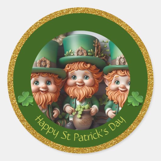 Mini Leprechaun St Patrick's Day dank RS02 Runder Aufkleber (Vorderseite)