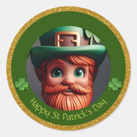 Mini Leprechaun St Patrick's Day dank RS03 Runder Aufkleber (Vorderseite)
