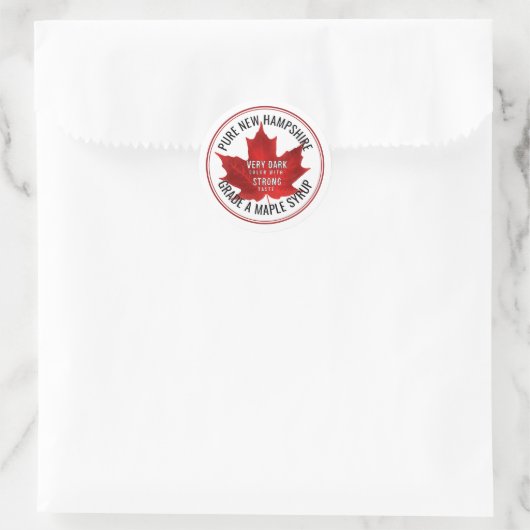 Mini Lid Grade Label Red Maple Leaf Sehr dunkel Runder Aufkleber (Tasche)