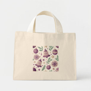 Mini-Lila-Weihnachts-Geschenktasche Mini Stoffbeutel