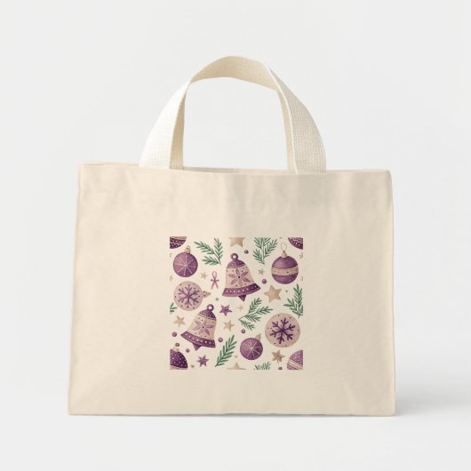 Mini-Lila-Weihnachts-Geschenktasche Mini Stoffbeutel (Vorne)