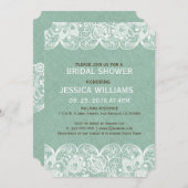 Mini-Linen Print & White Lace Brautparty laden ein Einladung (Vorne/Hinten)