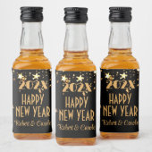 Mini Liquor (10) Black & Gold Happy New Year Mini Alkoholflaschenetikett (Flaschen)