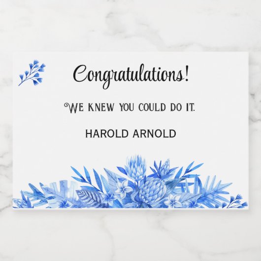 Mini Liquor Flasche Herzlichen Glückwunsch Cobalt  Alkoholflaschenetikett (Einzelnes Label)