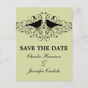 Mini Love Bird Wirbel Save the Date Postkarte