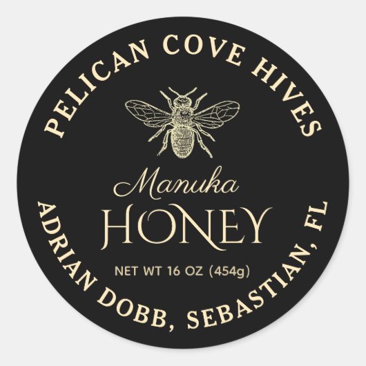 Mini Manuka Honey Jar Lid Label Black Runder Aufkleber (Vorderseite)