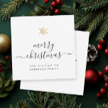 Mini Merry Christmas Elegantes Script Gold Snowfla Mitteilungskarte<br><div class="desc">Diese Minikarten sind moderne, elegante und schöne kleine, benutzerdefinierte Karten mit einem trendigen Typografie-Design, das MERRY CHRISTMAS in einem stilvollen Kalligrafieschrift unter einem gedruckten Goldschneeflocke mit Ihrem persönlichen Familiennamen und der Nachricht auf der Rückseite liest (bitte löschen Sie den Vorlagentext, wenn keine vorgedruckte Notiz benötigt wird). Dies ist die schwarz-weiße...</div>