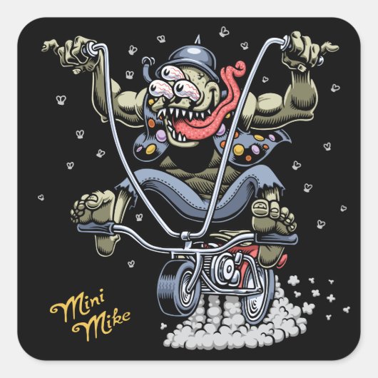 Mini-Mike Quadratischer Aufkleber (Vorderseite)