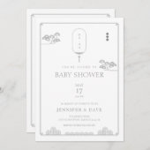Mini-Mini-Babydusche mit koreanischem Design Einladung (Vorne/Hinten)