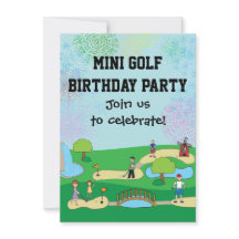 Mini Miniatur Golf Geburtstagsparty Einladung