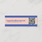 Mini Minimalistisch Blue & Peach QR Business Card Mini Visitenkarte (Vorderseite)