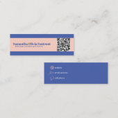 Mini Minimalistisch Blue & Peach QR Business Card Mini Visitenkarte (Vorne/Hinten)