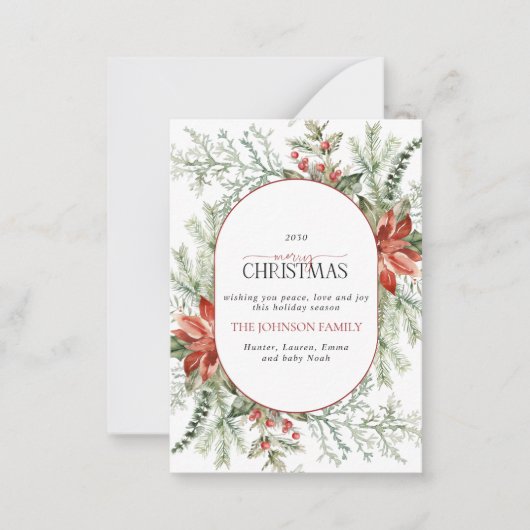 Mini Modern Arch Poinsettia Frohe Weihnachtsschrif Mitteilungskarte (Vorderseite)