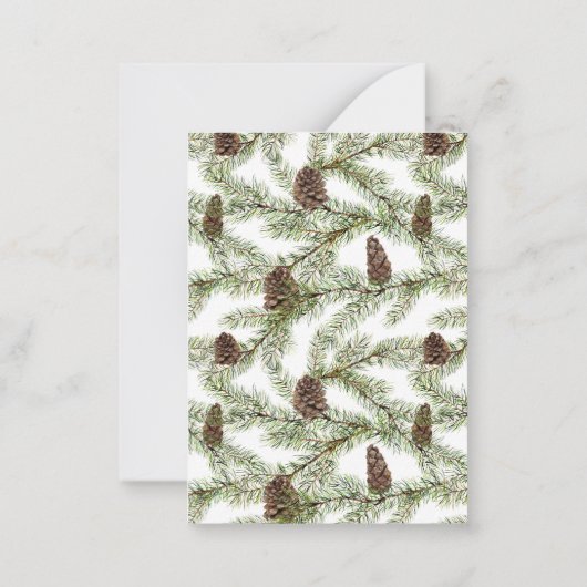 Mini Modern Arch Winter Pine Cone Frohe Weihnachte Mitteilungskarte (Rückseite)